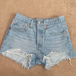 Levi's Light Blue Distressed Jean Shorts